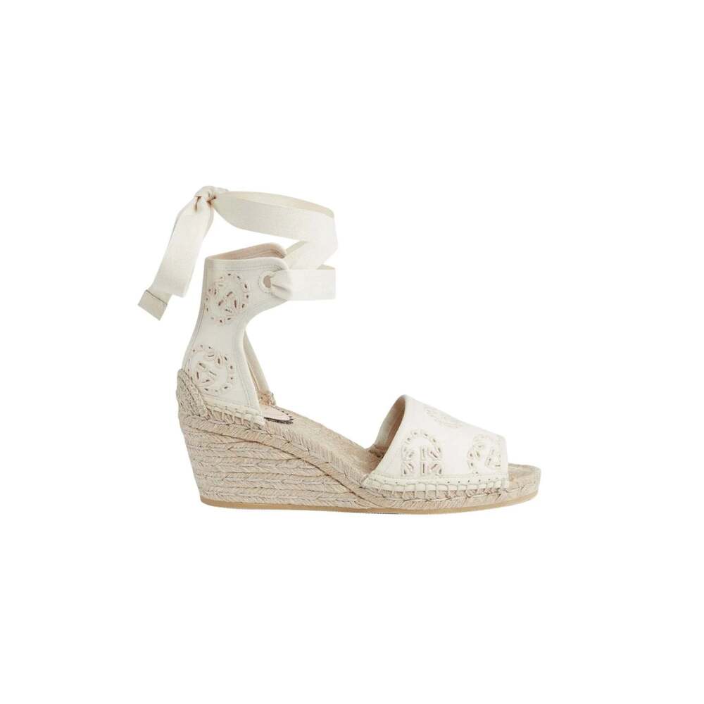Gucci Interlocking G Platform Espadrilles Ivory Canvas Ribbon Tie IT 38 - Picture 1 of 6